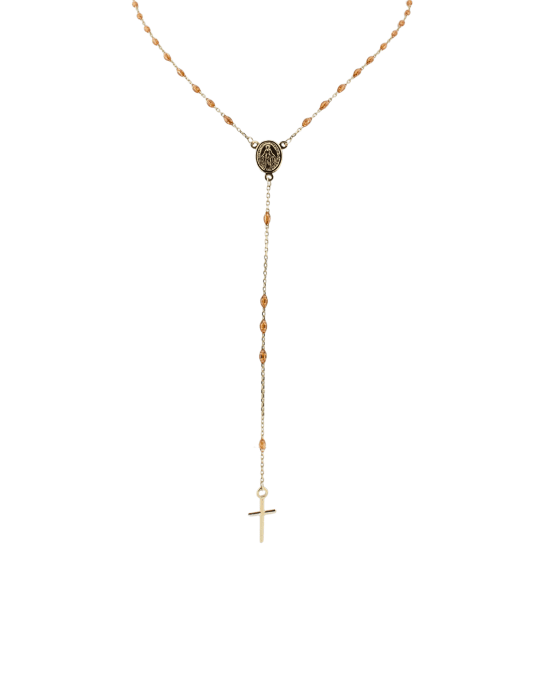 9CT Y/G ORANGE ROSARY 45cm
